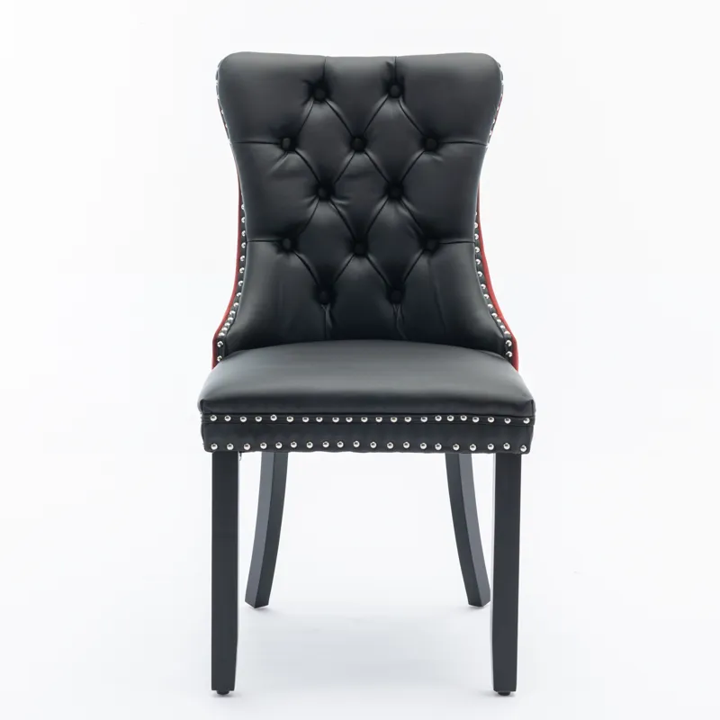 Nikki - Modern, High-End Tufted Solid Wood Contemporary PU And Velvet Upholstered Dining Chair With 
