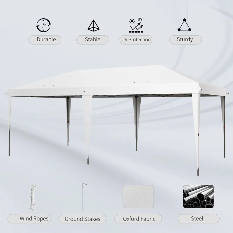 Outsunny - 10\' x 19.2\' Pop Up Canopy Tent, Heavy Duty Tent For Parties, Outdoor Instant Gazebo Sun