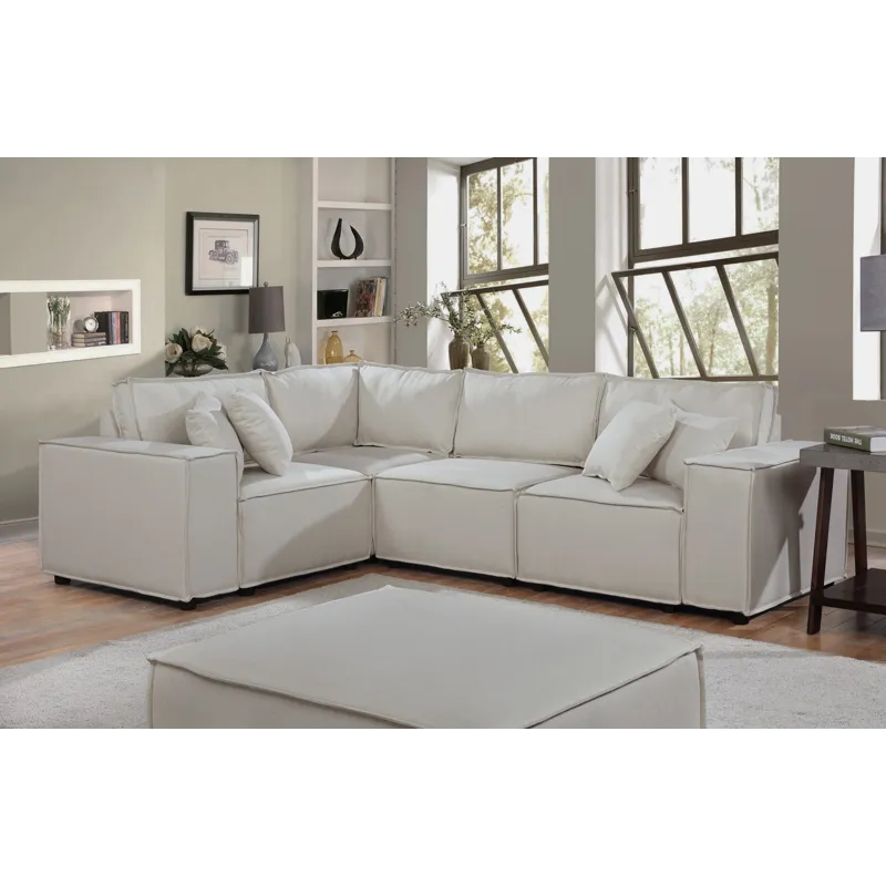 Melrose - Modular Sectional Sofa With Ottoman - Beige Linen