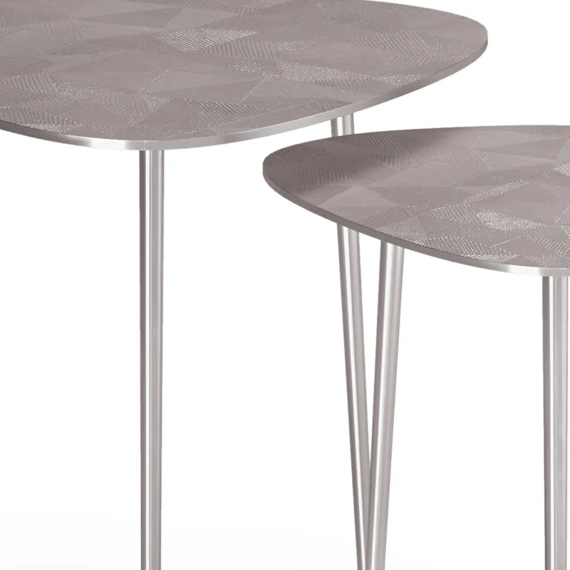 Shelton - 2 Pc Metal Nesting Table - Nickel