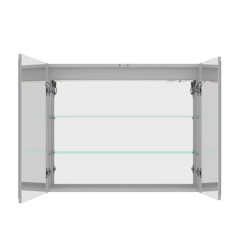 Bathroom Medicine Cabinet With Lights, 36×30" LED Medicine Cabinet With Mirror, Double Door Lighted Medicine Cabinet With Defogger, Dimmer, Clock & Temp Display, 2 Outlets & USB Ports - Silver