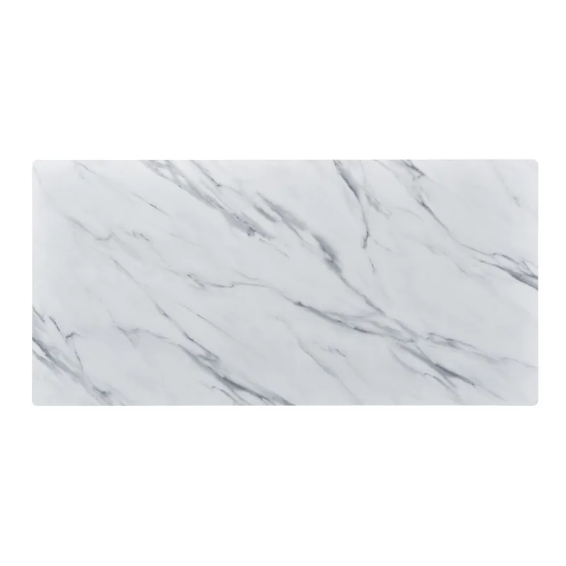 Landon - Coffee Table With Glass Marble Texture Top And Bent Wood Design - White