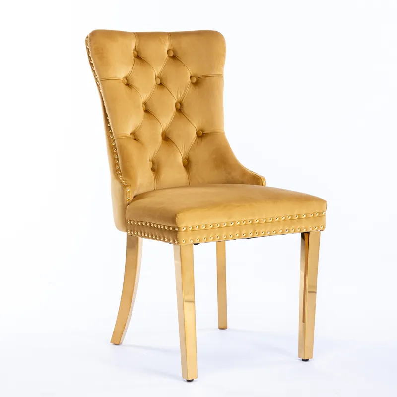 Nikki - Modern, High-End Tufted Solid Wood Contemporary Velvet Upholstered Dining Chair With Golden 
