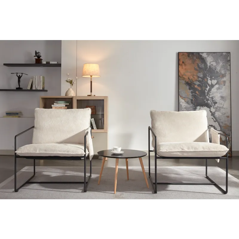 Upholstered Hanging Armchair With Arm Pocket Metal Frame, Crushed Foam Cushions And Skin-Friendly Br