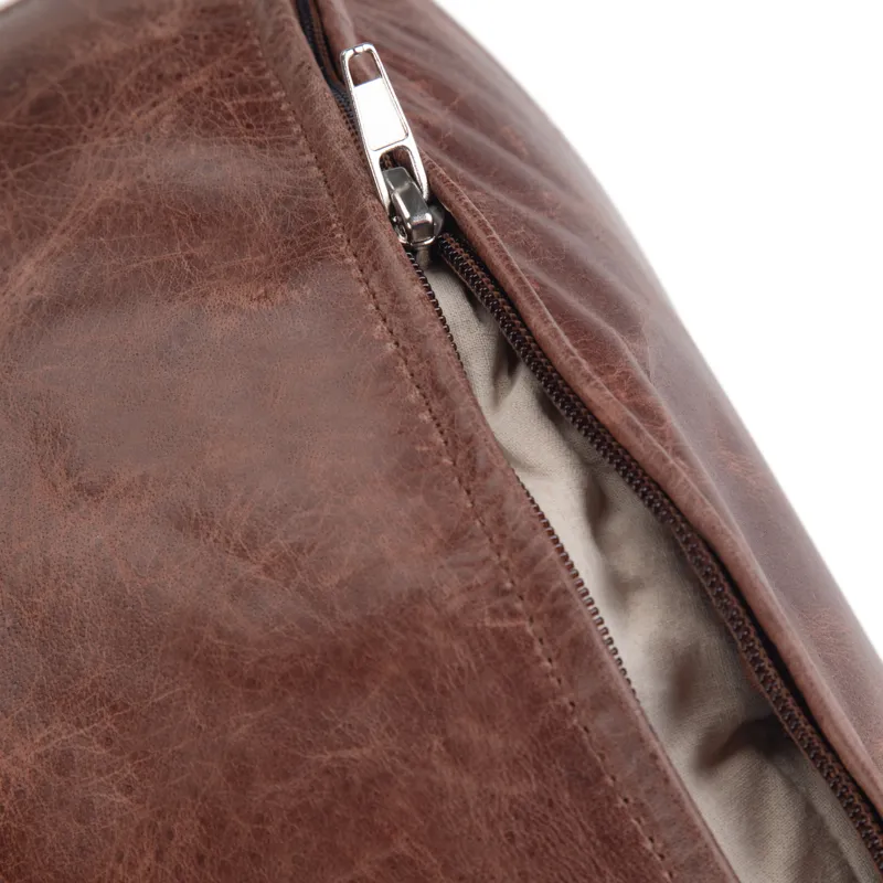 Connor - Round Pouf - Distressed Brown