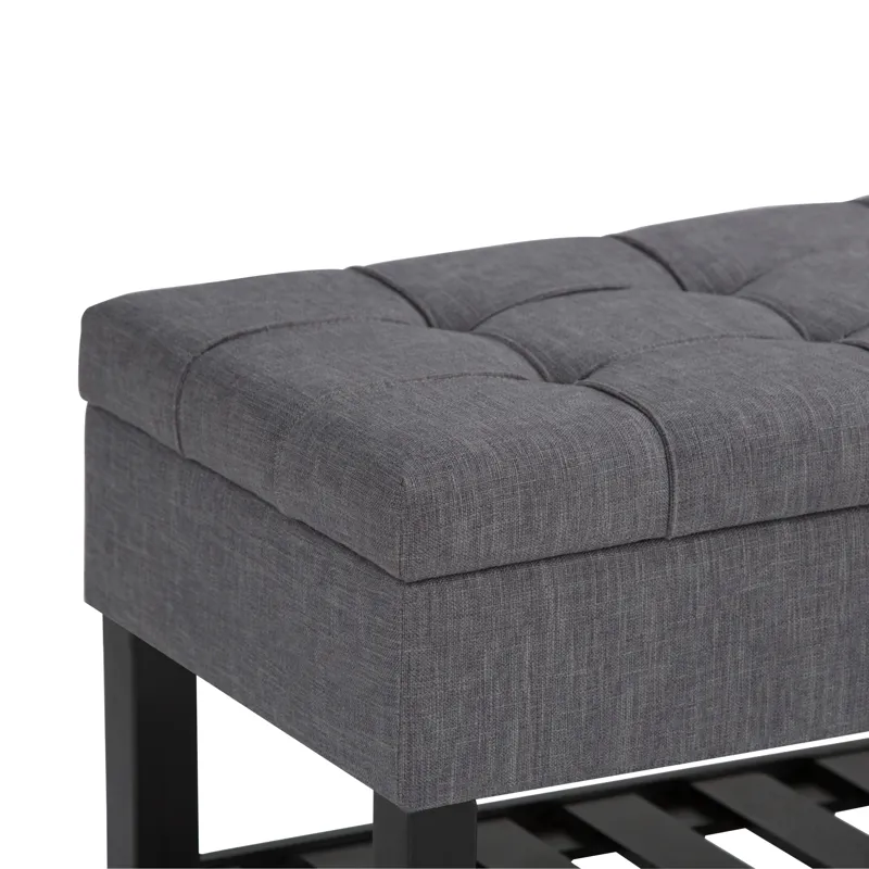 Saxon - Storage Ottoman Bench - Slate Grey