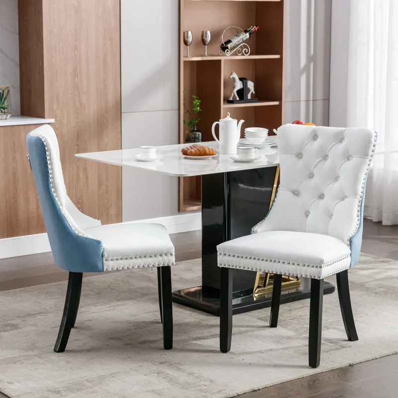 Nikki - Modern, High-End Tufted Solid Wood Contemporary PU And Velvet Upholstered Dining Chair With 