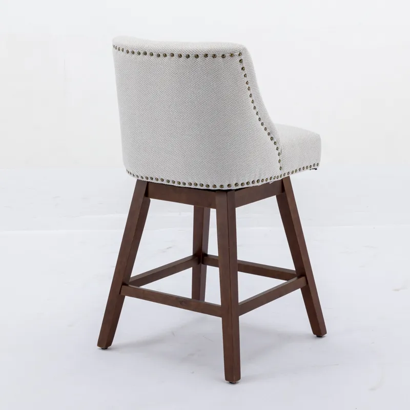 Counter Height Swivel Barstools, Upholstered Bar Stools (Set of 2) - Ivory