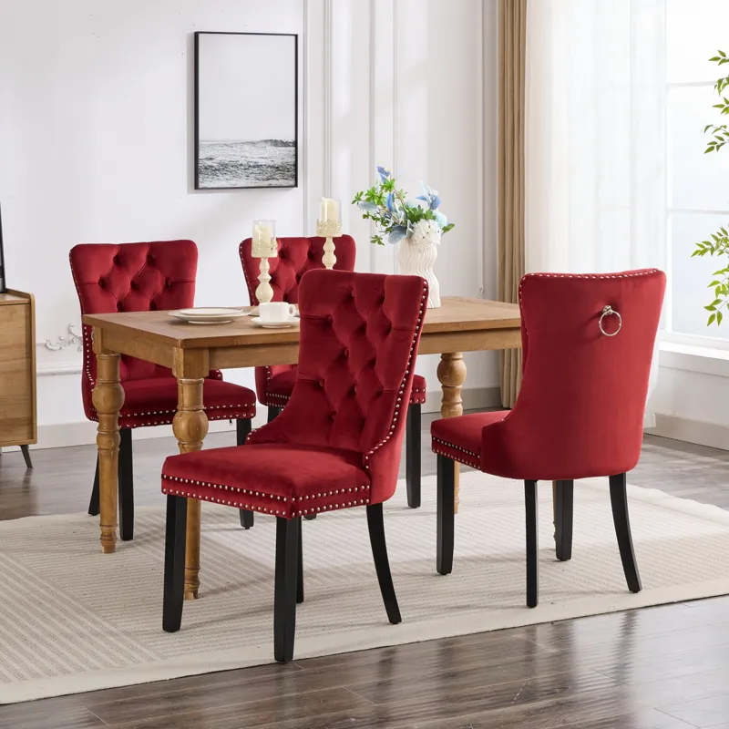 Classic Velvet Dining Chairs, High-End Tufted Solid Wood Contemporary Velvet Upholstered Dining Chai