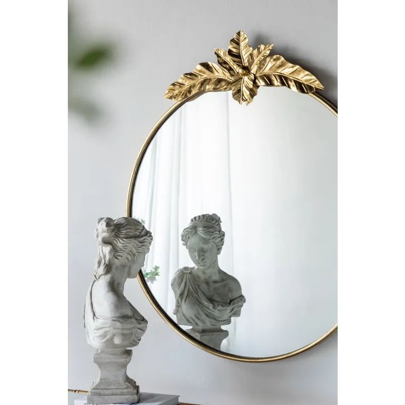 Large Round Wall Mirror With Metal Frame, Circle Accent Mirror For Living Room Bedroom Entryway - Go