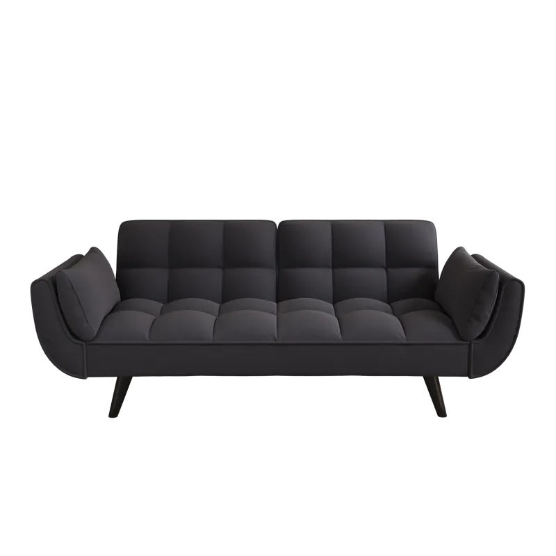 Sofa Soft Two Armrests Throw Pillow Pillow Comfortable Fit Apartment Bedroom Small Space - Black