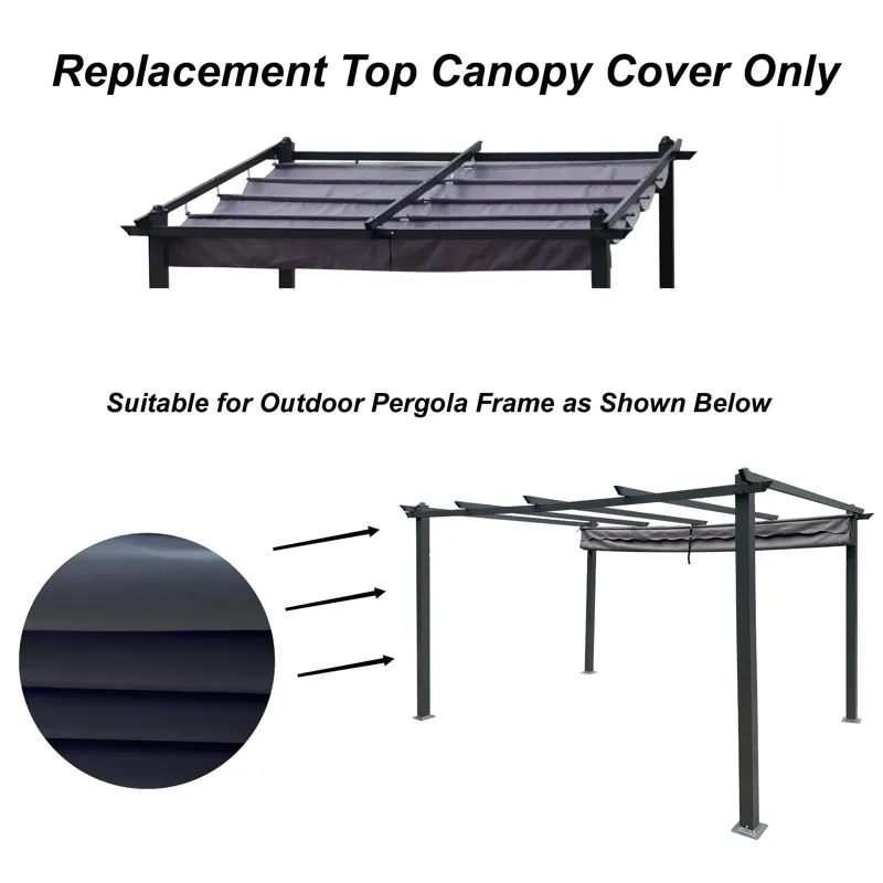 Replacement Canopy Top Fabric For 10X10 Ft Outdoor Patio Retractable Pergola Sunshelter Pergola Cano