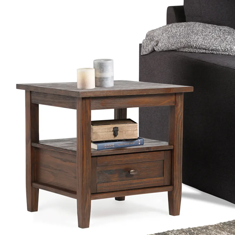 Warm Shaker - End Table - Distressed Charcoal Brown