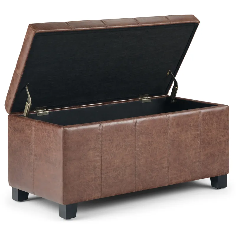Dover - Storage Ottoman Bench - Distressed Umber Brown