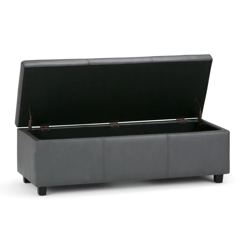 Avalon - Storage Ottoman Bench - Stone Grey