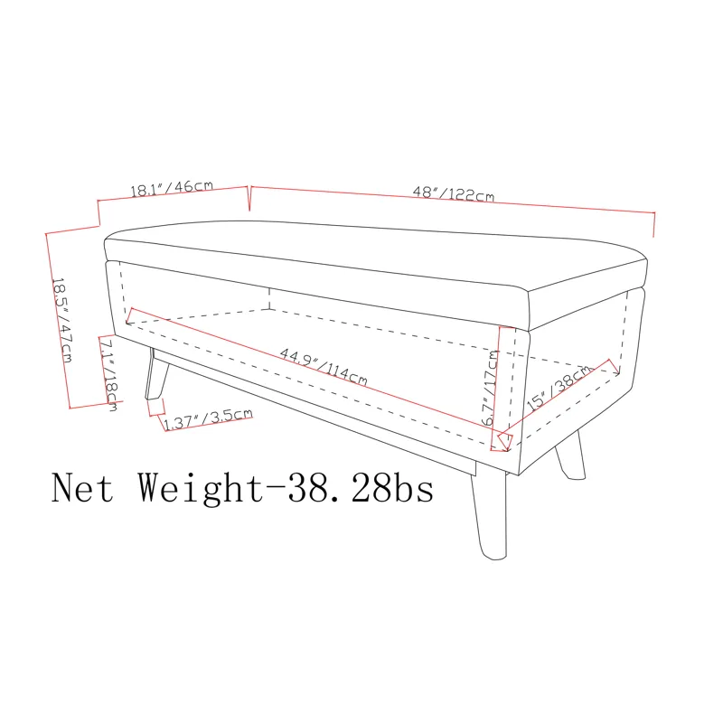 Owen - Rectangular Storage Ottoman - Distressed Saddle Brown