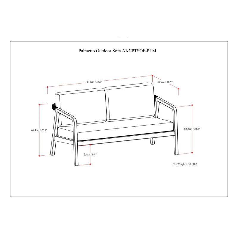 Palmetto - Outdoor Sofa - Stone Grey