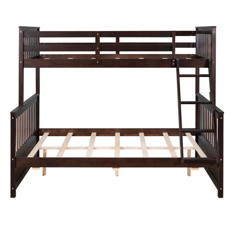Twin Over Full Bunk Bed With Ladders And Two Storage Drawers - Espresso