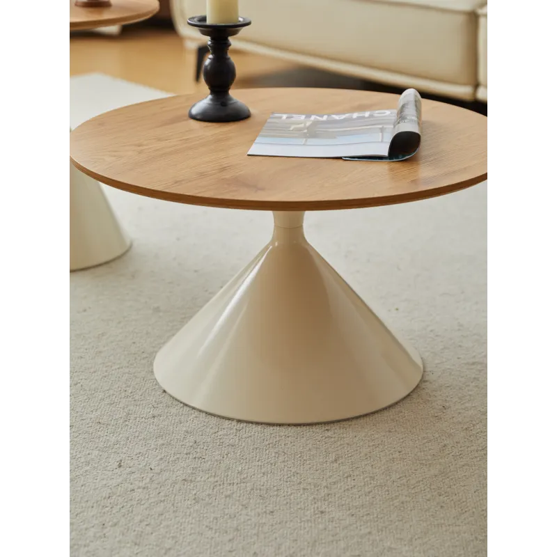 Round Coffee Table - Brown / White