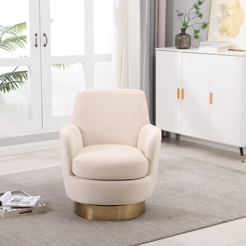 Velvet Swivel Barrel Chair, Swivel Accent Chairs Armchair For Living Room, Reading Chairs For Bedroo