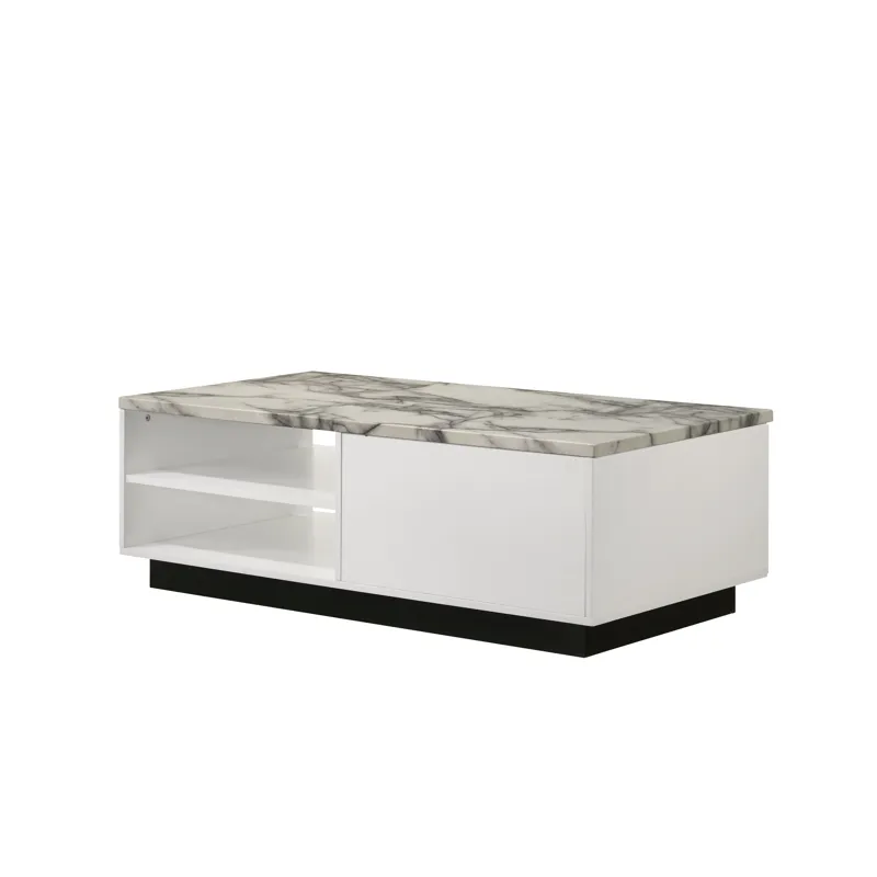 Matilda - Coffee Table With White Faux Marble Top - White