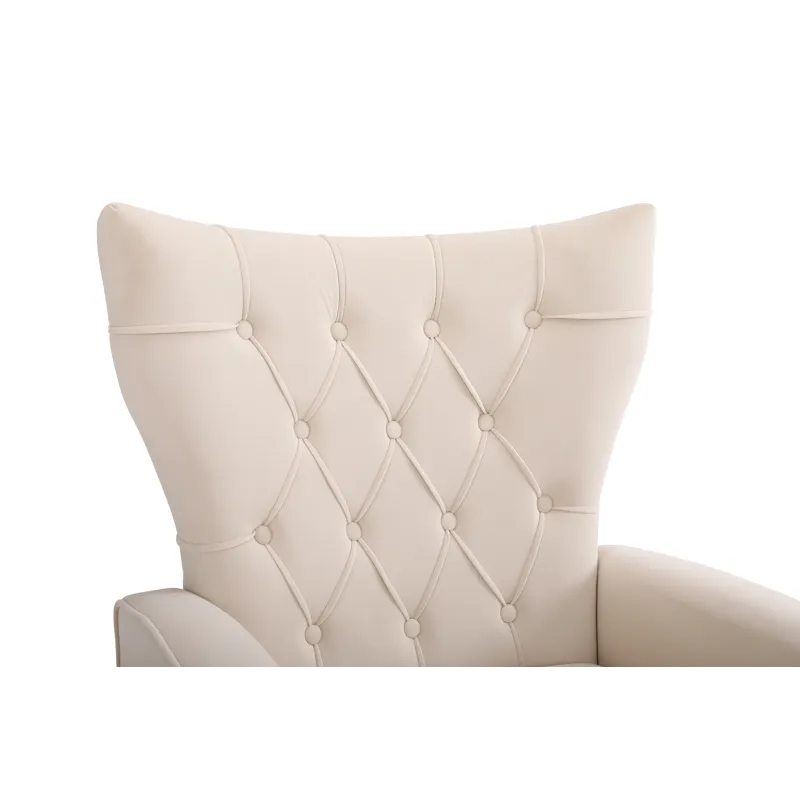 Modern Accent Chair With Ottoman, Comfy Armchair For Living Room, Bedroom, Apartment, Office - Beige