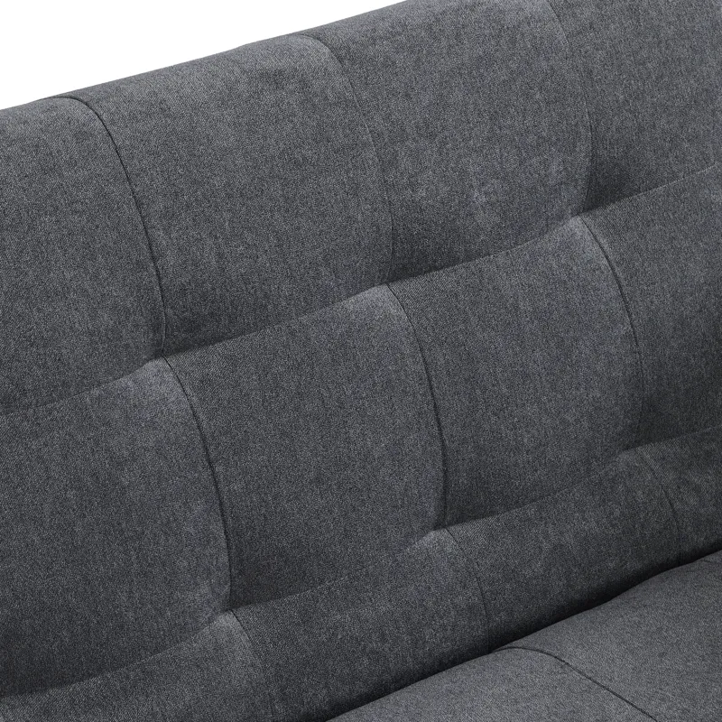 Futon Sofa Bed Convertible Folding Lounge Couch, Armrests - Dark Gray
