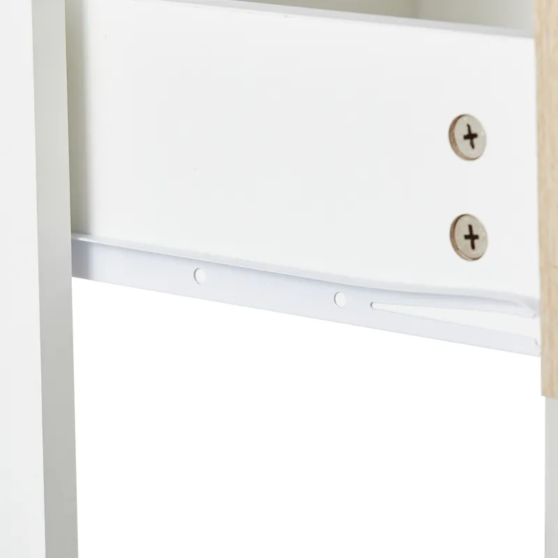 15.75\" Rattan End Table With Drawer, Modern Nightstand, Side Table For Living Room, Bedroom - White