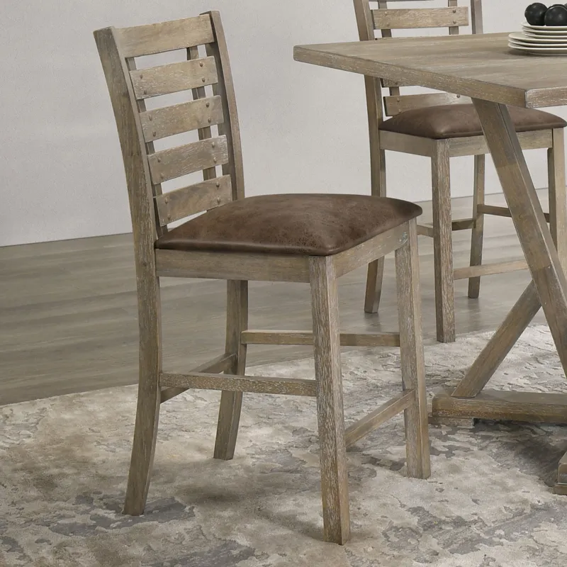 Modern Farmhouse Rustic Look Distressed Design Ladderback Dining Counter Height Chairs (Set of 2) - 