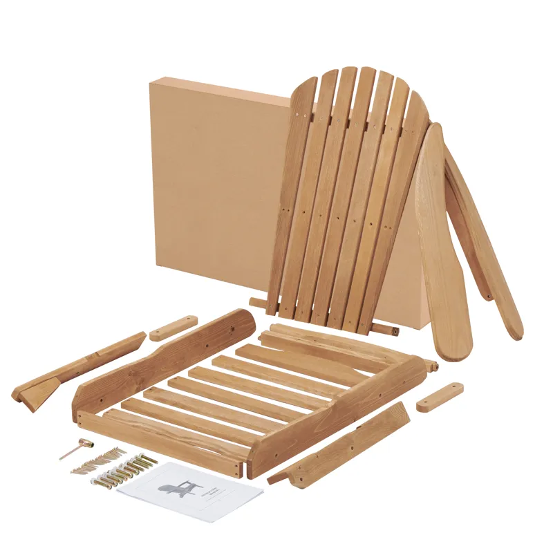 Wooden Outdoor Folding Adirondack Chair (Set of 2) Wood Lounge Patio Chair For Garden, Garden, Lawn,