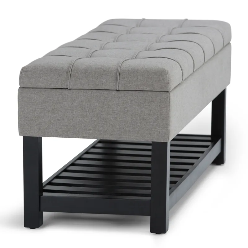 Saxon - Storage Ottoman Bench - Dove Grey