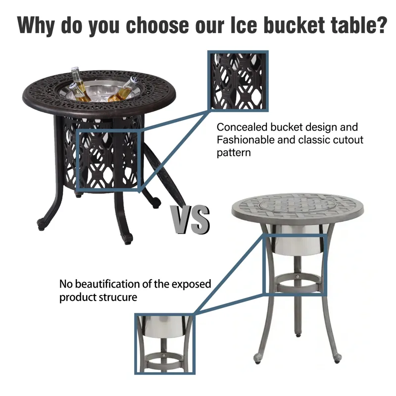 Food Grade Stainless Steel Ice Bucket / Pail Table Set - Hand Brushed Platina / Bronze