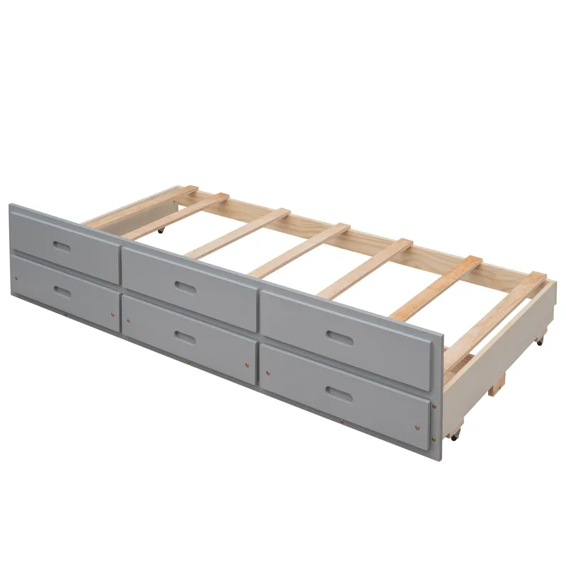 Twin Over Full Bunk Bed With Twin Size Trundle, Separable Bunk Bed With Drawers For Bedroom - Gray