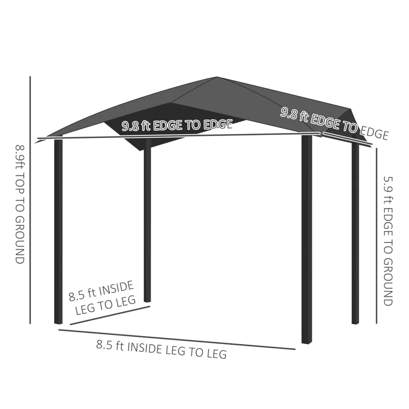 Outsunny - 10\' x 10\' Soft Top Patio Gazebo Outdoor Canopy With Unique Geometric Design Roof, All-W