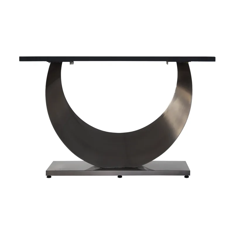 63\" Modern Artificial Stone Crescent-Shaped Metal Legs, Can Accommodate 6-8 People - White / Black