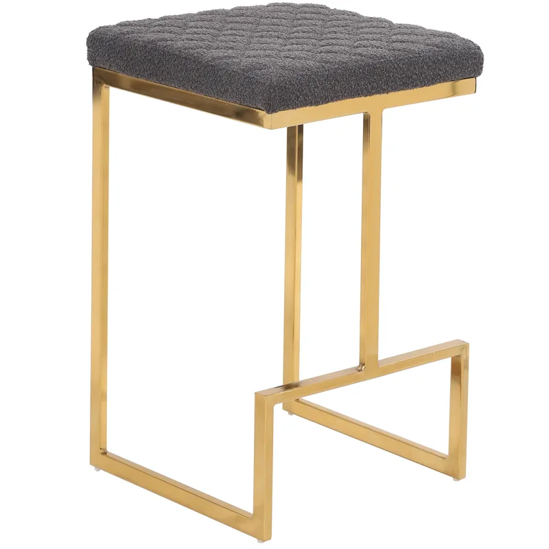 Joel - Mid-Century Modern Luxury Upholstered Stool - Gray