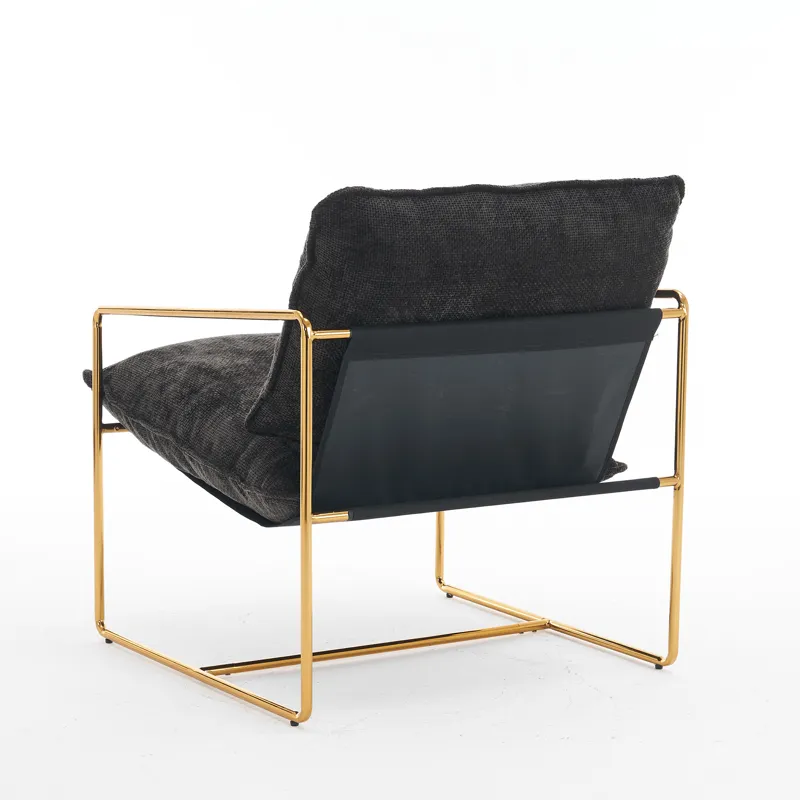 Upholstered Hanging Armchair With Arm Pocketsmetal Frame (Set of 2), Gold-Plated Craftsmanship, Crus