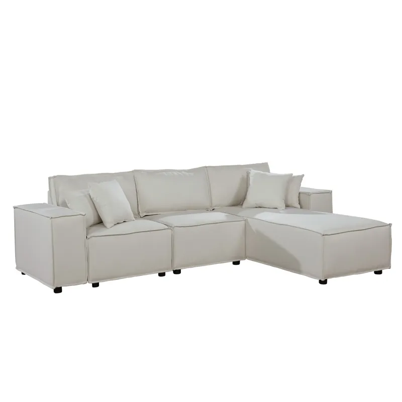 Harvey - Sofa With Reversible Chaise - Beige Linen