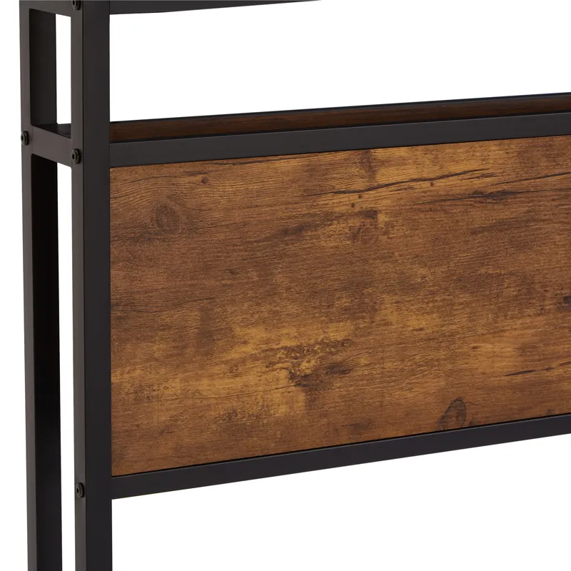 Twin Size Metal Platform Bed Frame With Wooden Headboard And Footboard With USB Liner, LED Lights, N