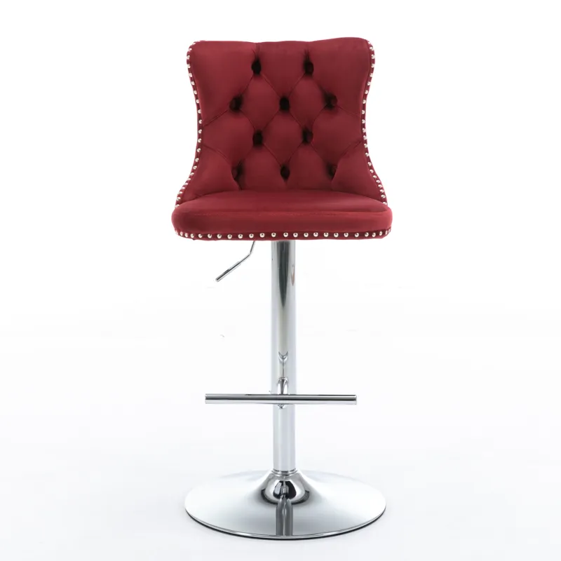 Swivel Velvet Barstools Adjusatble Seat Height From 25-33\", Chrome Base Bar Stools With Backs Comfo