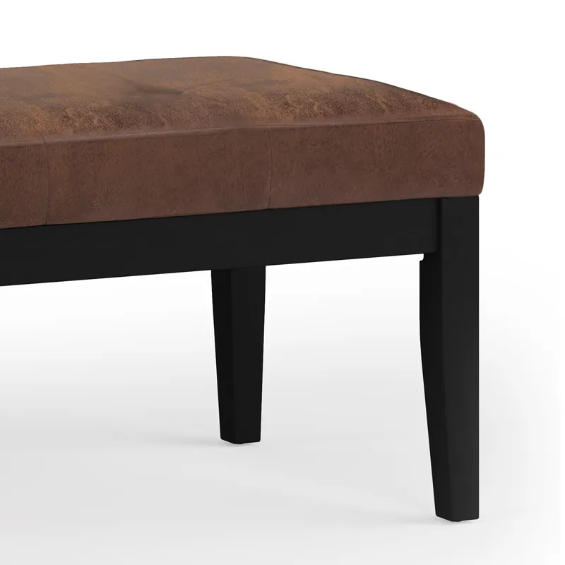 Lacey - Tufted Ottoman Bench - Distressed Chestnut Brown