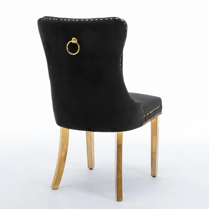 Nikki - Modern, High-End Tufted Solid Wood Contemporary Velvet Upholstered Dining Chair With Golden 