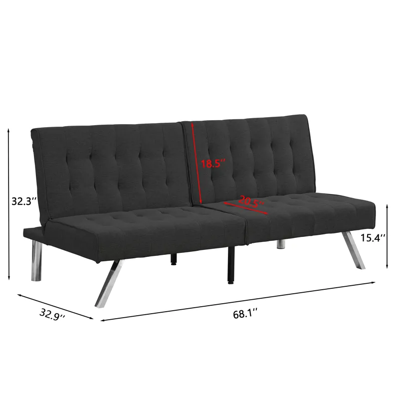 Futon Sofa Bed - Black