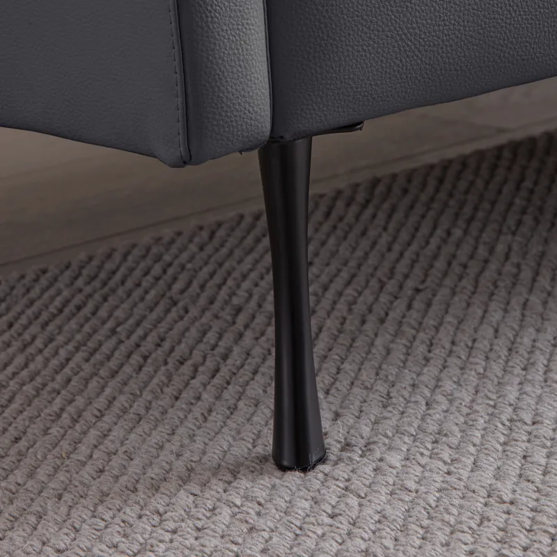 Modern Sectional Technical Leather L-Shaped Sofa Couch With Reversible Chaise Lounge - Dark Gray