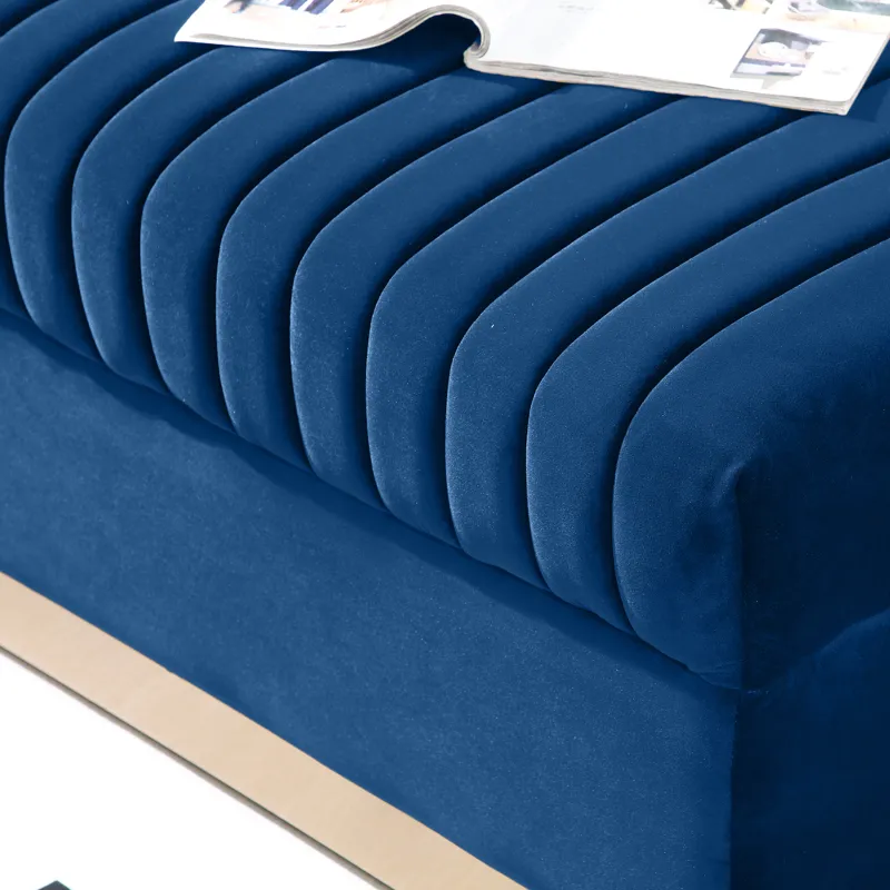 Contemporary Vertical Channel Tufted Sofa Modern Upholstered Couch For Living Room With 2 Pillows - 