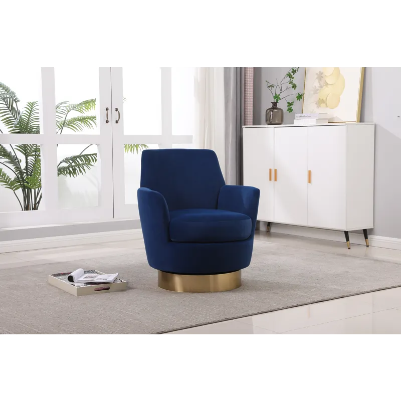 Velvet Swivel Barrel Chair, Swivel Accent Chairs Armchair For Living Room, Reading Chairs For Bedroo