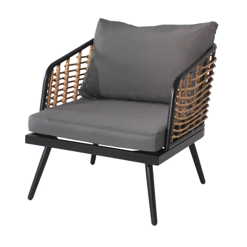 4 Pieces Patio Furniture Set, PE Rattan Wicker With Washable Cushion And Tempered Glass Tabletop, Co