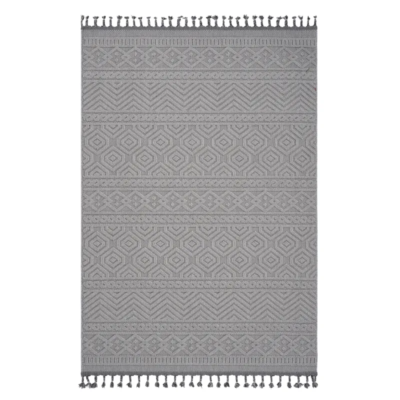 Guros - 4\' x 6\' Geometric Indoor / Outdoor Area Rug - White