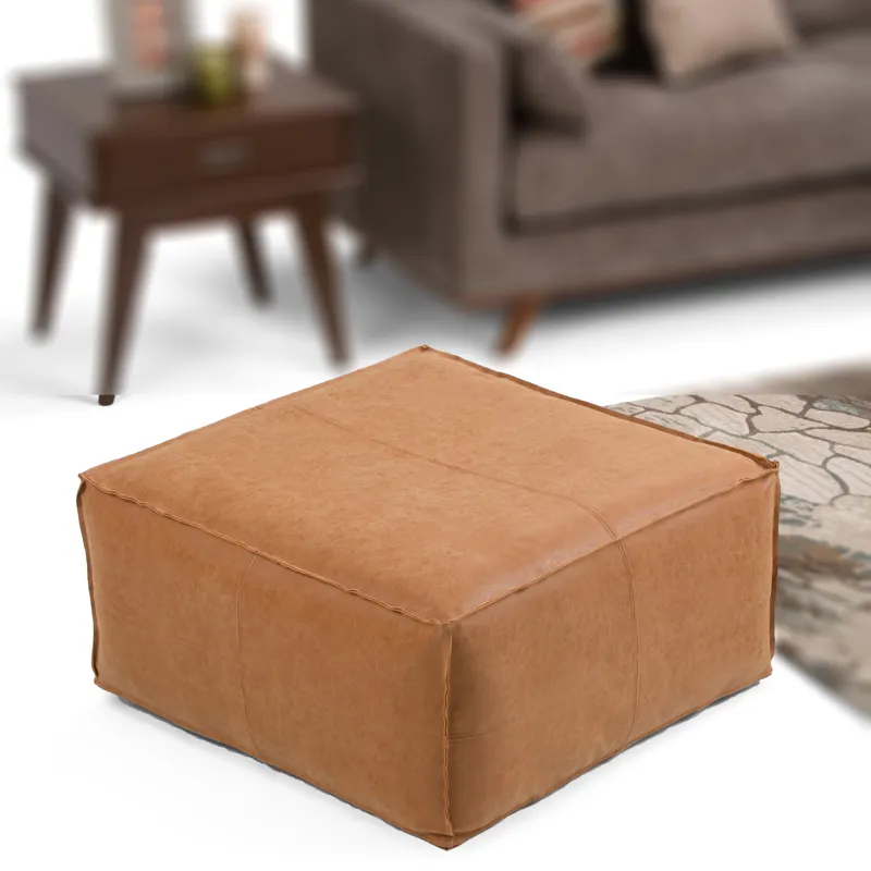 Brody - Large Square Coffee Table Pouf - Distressed Brown