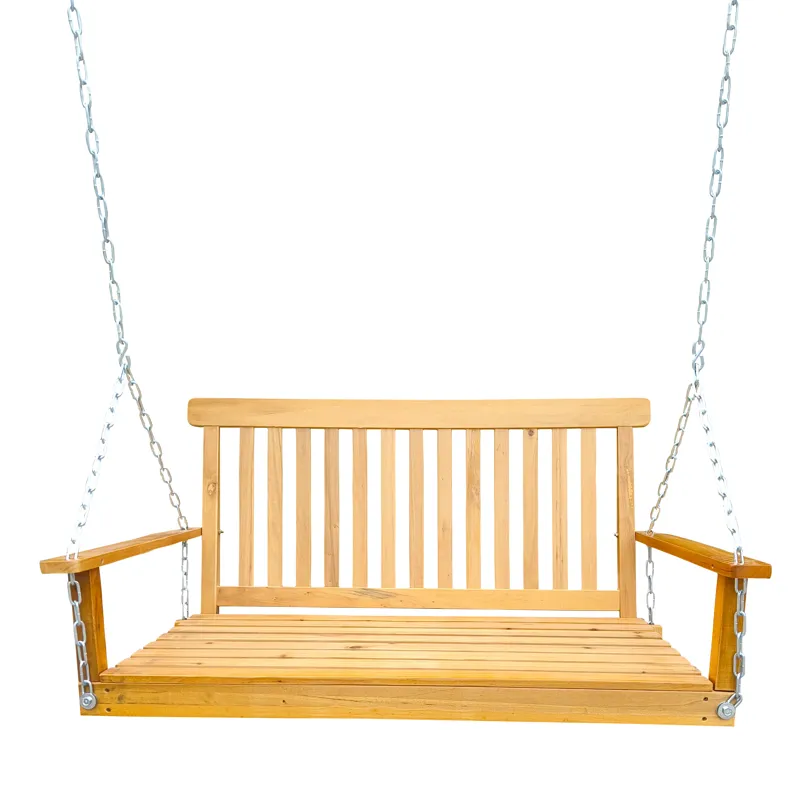 Front Porch Swing With Armrests For Outdoor Patio, Garden Yard, Backyard Or Sunroom - Teak